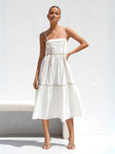 Nevissa Contrast Trim Babydoll Dress - White