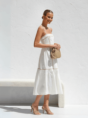 Nevissa Contrast Trim Babydoll Dress - White