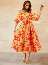 Summer in Amalfi Puff Sleeve Midi Dress - Yellow