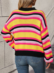 Maddie Striped Pullover Sweater - Yellow