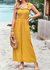 JANICE RAYON POCKETED JUMPSUIT - YELLOW