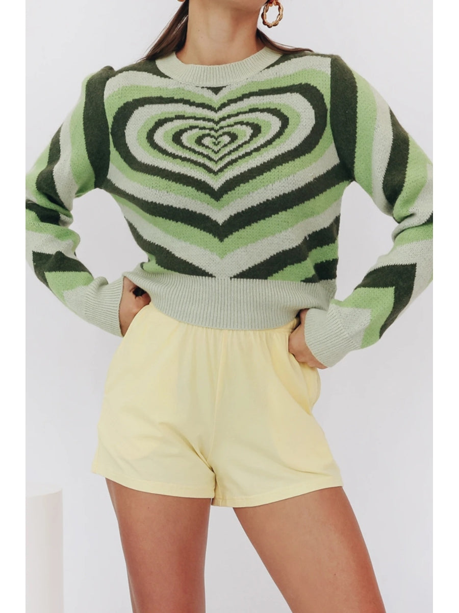 Green Heart Ring Knit Top