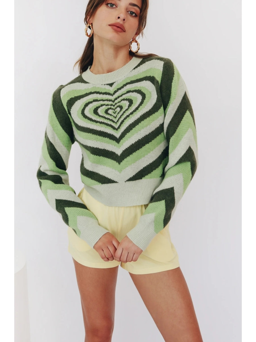 Green Heart Ring Knit Top