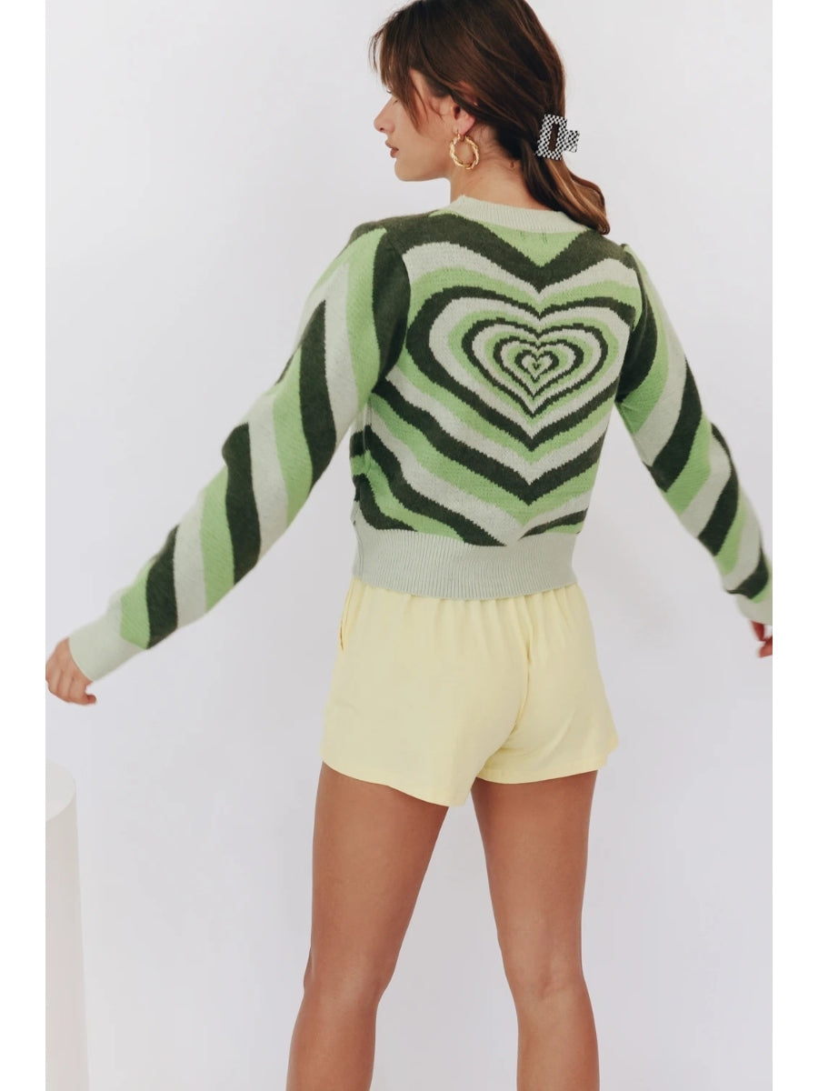 Green Heart Ring Knit Top