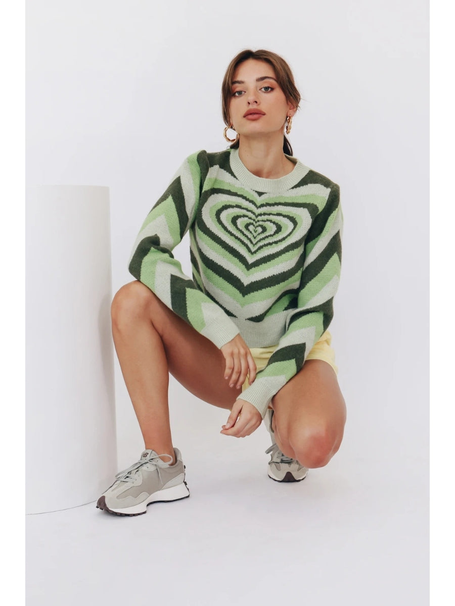 Green Heart Ring Knit Top