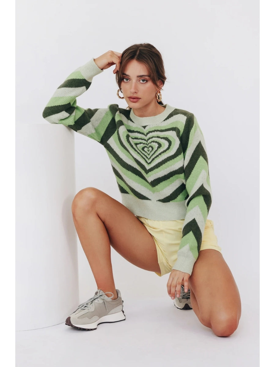 Green Heart Ring Knit Top