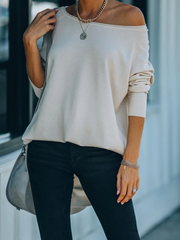 OVERSIZED COLLARED DOWN KNIT SWEATER - BEIGE