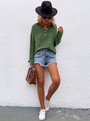 ADYN COLLARED BUTTON DOWN KNIT SWEATER - GREEN