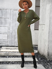 Massey Knit Midi Sweater Dress - Olive