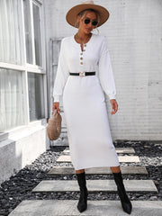 Massey Knit Midi Sweater Dress - White