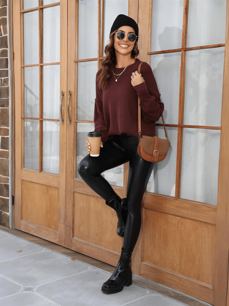 Stanton Crewneck Knit Sweater - Brown