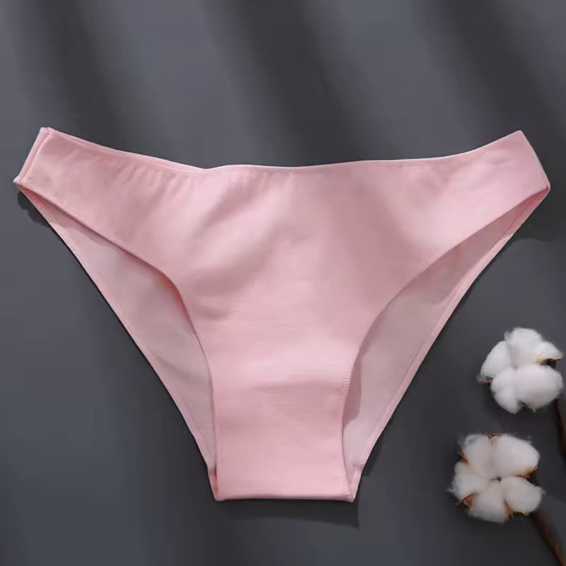 Casual Breathable Intimates Lingerie Solid Low Waist Briefs Lace Cotton Panties