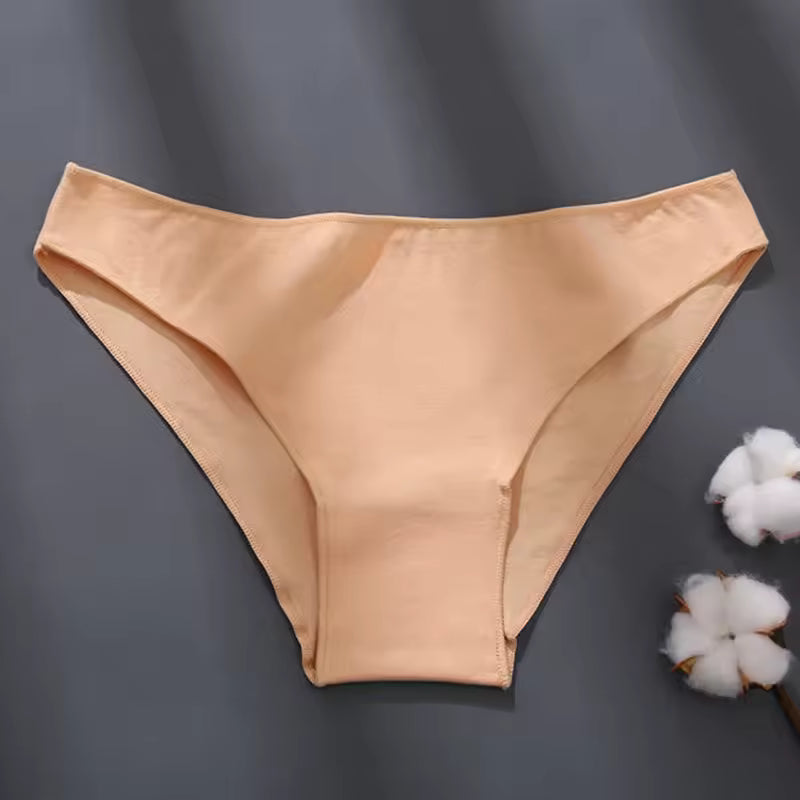 Casual Breathable Intimates Lingerie Solid Low Waist Briefs Lace Cotton Panties