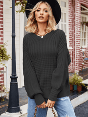 Tahoe Bound Waffle Knit Sweater - Black