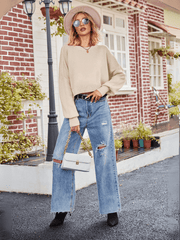 Stanton Cropped Crewneck Sweater - Beige
