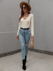 SCALLOP KNIT TOP - CREAM