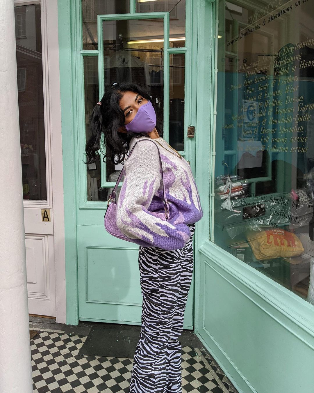 Purple Flame Cream Knit Sweater