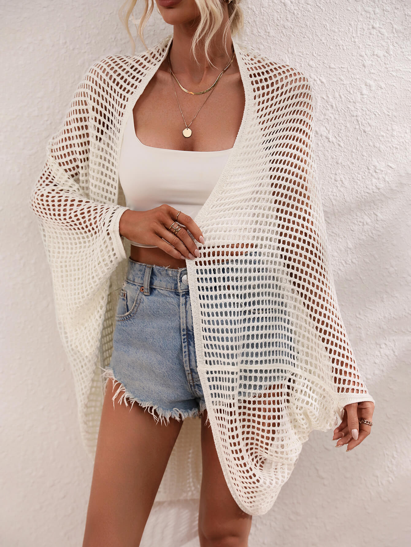 MADRID KNIT CROCHET KIMONO - CREAM