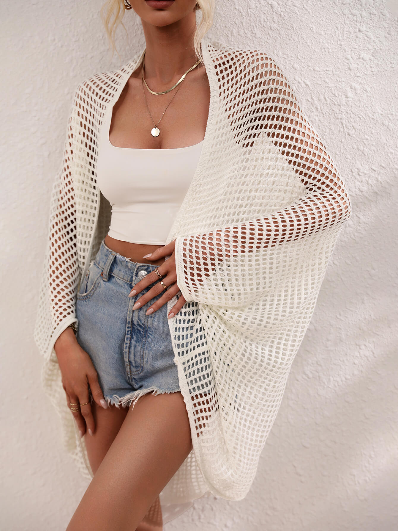 MADRID KNIT CROCHET KIMONO - CREAM