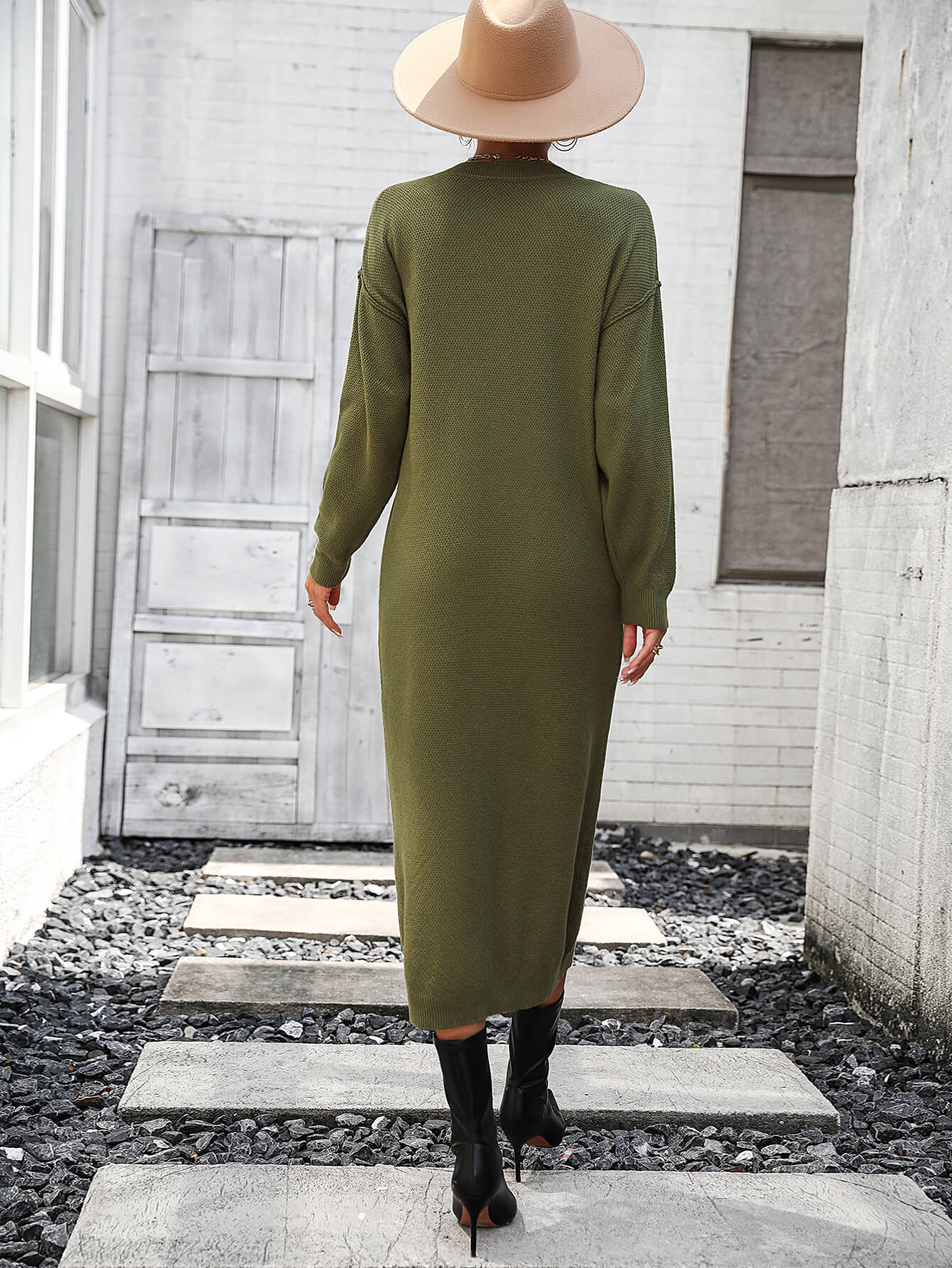 Massey Knit Midi Sweater Dress - Olive