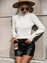 Raisman Pearl Turtleneck Knit Sweater - Cream