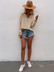 ADYN COLLARED BUTTON DOWN KNIT SWEATER - BEIGE