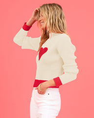Central Heart Knit Top - Beige