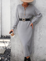 Massey Knit Midi Sweater Dress - Grey