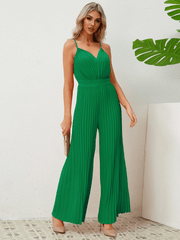 Felicia Plisse Relaxed Jumpsuit - Green
