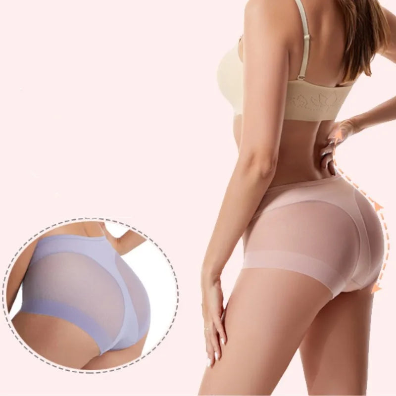 2Pcs Set Seamless Panties High Rise Tummy Control Briefs Underwear