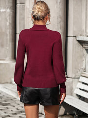 Raisman Pearl Turtleneck Knit Sweater - Burgundy