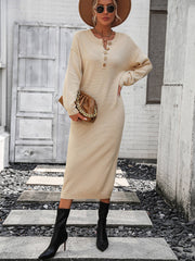 Massey Knit Midi Sweater Dress - Beige