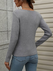 SCALLOP KNIT TOP - GREY