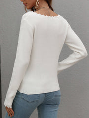 SCALLOP KNIT TOP - WHITE