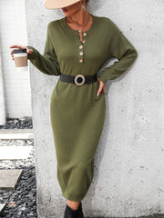 Massey Knit Midi Sweater Dress - Olive