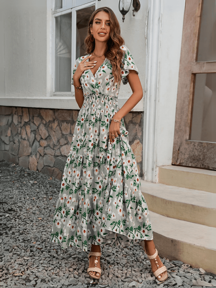 Yasmin Floral V-Neck Maxi Dress
