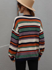 QUELLISE KNIT TOP - PURPLE STRIPE PRINT