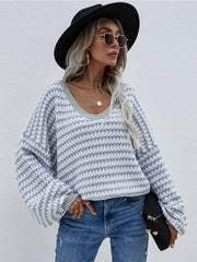 Puff sleeve V-Neck Sweater - Smoke