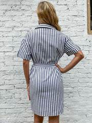ANTONETTE DRESS - GREY STRIPE