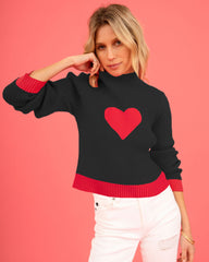 Central Heart Knit Top - Black