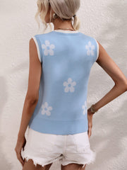 SUMMER DAISY KNIT TANK - BLUE