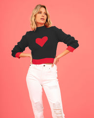 Central Heart Knit Top - Black