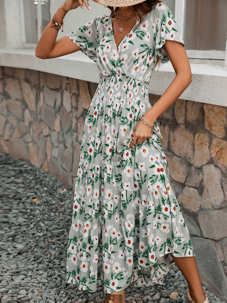 Yasmin Floral V-Neck Maxi Dress