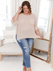 DEMETRA RIBBED KNIT SWEATER - BEIGE