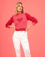 Central Heart Knit Top - Red