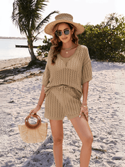 Sailor Knit Crochet Matching Set - Khaki