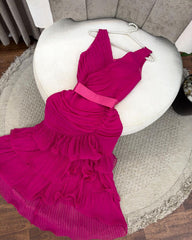Charming Rose Pleated Tiered Midi Dress