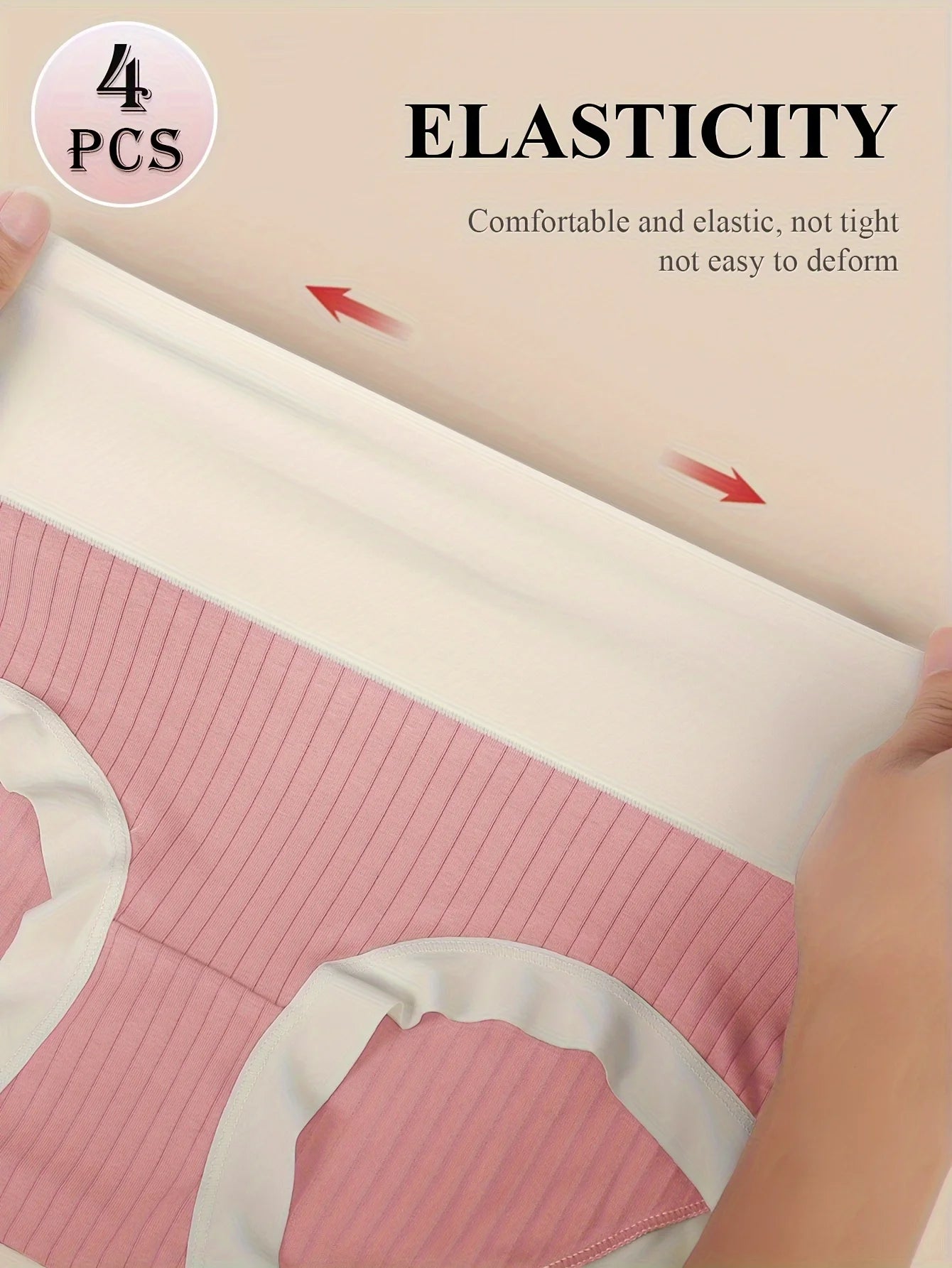 4pcs Comfortable Cotton High Waisted Clashing Colors Shape Panties