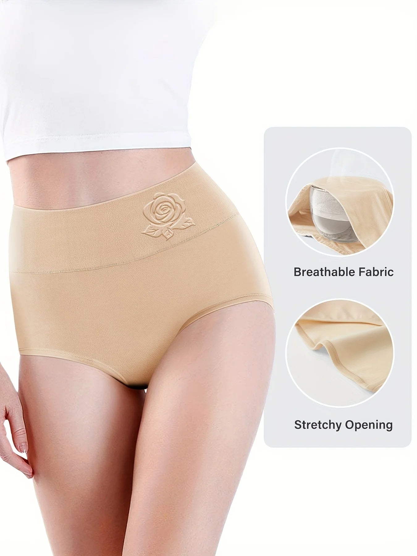 4pcs Panties High Waisted Tummy Tightening Comfortable Shape Triangle Panties