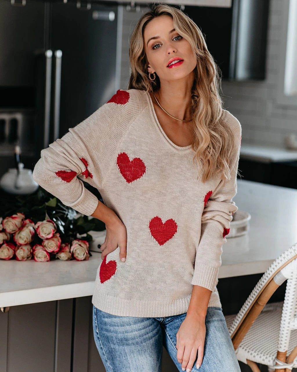 My Floral Heart Oversized Knit Sweater